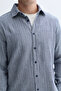 Men's Blue Jacquard Regular Fit Long Sleeve Shirt - 3