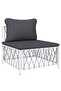 5 Piece Garden Lounge Set with Cushions White Steel - 4