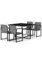 5 Piece Outdoor Dining Set with Cushions Poly Rattan Grey