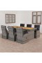 7 Piece Outdoor Dining Set with Cushions Poly Rattan Grey