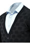 Men's Buttoned Navy Blue Cardigan with Pockets, Crinkled Steel Knit, Classic Fit - 5215m - 5