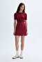 Women's Burgundy Straight Cut Mini Skirt