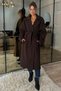 Bitter Brown Belted New Season Lined Premium Quality Comfortable Fit Women's Cashmere Coat - 2
