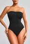 Fossini Model Tightening Knitted Fabric Snap Fastener Strapless Corset Black Color - 3