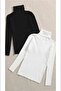 Unisex Premium Black and White Set Cotton Turtleneck Camisole Ribbed Slimfit High Neck Sweater