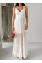 Ecru Chiffon Dress with Strap Detail on the Back - 5
