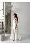 Ecru Chiffon Dress with Strap Detail on the Back - 3