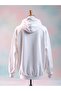 Printed Cotton 3 Thread Oversized White Sweatshirt - 2