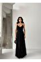 Black Strap Back Detailed Chiffon Dress - 3