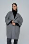 Light Gray Crew Neck Oversized Wool Coat - 4