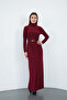 Dora Women's Maxi Length Turtleneck Sandy Dress-Burgundy - 8