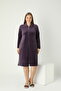 Velvet Winter Collared Stone Detailed Pocketed Plus Size Zippered Dress