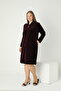 Velvet Winter Collared Stone Detailed Pocketed Plus Size Zippered Dress - 2