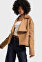 Women's Brown W5-16 Oversize Eyelet Detailed Special Design Jacket - 5