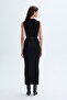 Women's Black Straight Cut Sleeveless Long Dress - 2