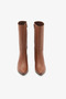 Tan Genuine Leather Side Zipper Heeled Short Women's Boots - 3
