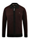 Men's Lined Knitwear Burgundy Coat Polo Collar Steel Knit Patterned Classic Fit - 5208P
