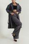 Women's Double-neck Collar Waist Balloon Sleeve Trench Coat - 2