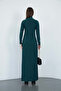 Dora Women's Maxi Length Turtleneck Sandy Dress - Emerald Green - 4