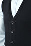 Men's Plus Size Buttoned Navy Blue Vest Knitwear with Pockets Steel Knit Classic Fit - 5200lb - 6
