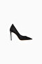 Cleo 100 Black Mesh Detailed, Pointed Toe Handmade Luxury Heeled Shoes