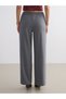 Gray Elastic Waist Wide Leg Women's Trousers - 4