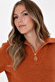 Women's Copper V-Neck Zippered Sweater 50308331-Vr182 - 2