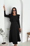 Women's Sleeve Ruffle Belted Midi Length Dress Nbk4309