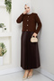 Women's Buttoned Front Knitwear Cardigan Pleated Skirt Set - 2