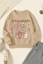 3 Yarn Combed Cotton Strawberry Printed Unisex Children's Sweat