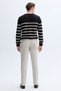 Men's Black Striped Crew Neck Knit Sweater - 2