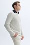 Men's Stone Color Crew Neck Knitwear Sweater - 3