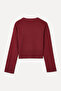 Women's Burgundy Loose Fit Crew Neck Sweater - 5