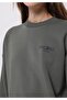 Regular Fit Round Neck Embroidered Women's Green Sweatshirt - 4