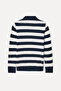 Men's Navy Blue Color Blocked Polo Collar Knit Sweater - 6