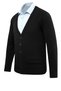 Men's Plus Size Buttoned Black Cardigan with Pockets Solid Color Steel Knit Classic Fit - 5200Mb - 2