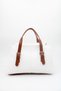 Women's White-Tan Double Handle Crossbody Faux Leather Hand and Shoulder Bag - 2