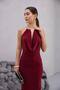 Slit Detailed Degaje Halter Neck Midi Evening Dress - 4