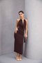 Slit Detailed Degaje Halter Neck Midi Evening Dress