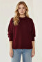 Burgundy Crew Neck Oversize Knitwear Sweater Fmoda1977 - 2