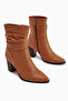 Tamina Genuine Leather Tan Pointed Toe Heeled Women's Boots - 4