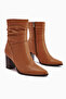 Tamina Genuine Leather Tan Pointed Toe Heeled Women's Boots - 2