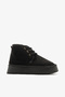 Black Suede Fur Lined High Sole Lace up Women's Boots