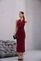 Slit Detailed Degaje Halter Neck Midi Evening Dress - 6