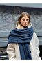 Large Size Soft Knitted Scarf Women's Navy Blue - 5
