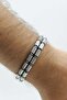 Steel Lock Double Look Tube Hematite Natural Stone Men's Bracelet - 3