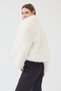 Women's Ecru Faux Fur Coat - 4