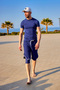 Navy Blue Men's Hijab Shorts – with Inner Leggings, Stripe Detail, Upf50+ Protection S2504-2 - 3