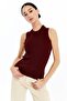 Women's Burgundy Crew Neck Blouse - 6