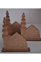 3 Mosques Nebevi Wooden Painting Religious Activity School Course Event Mevlid Candlestick Set - 3